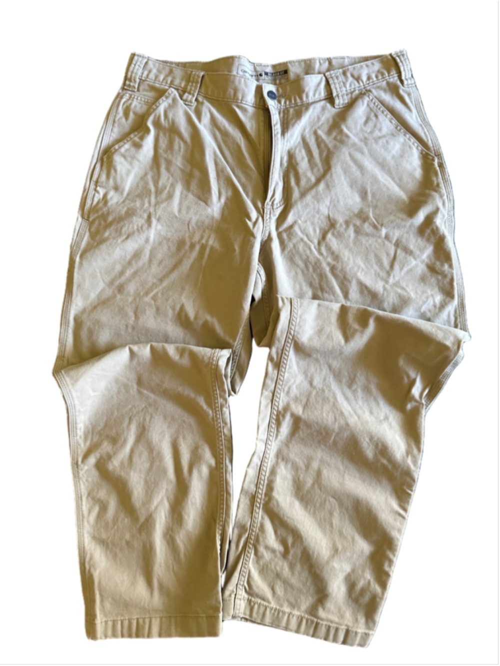 Men's Carhartt Rugged Flex Relaxed Fit Cargo Pants Beige Waist 36